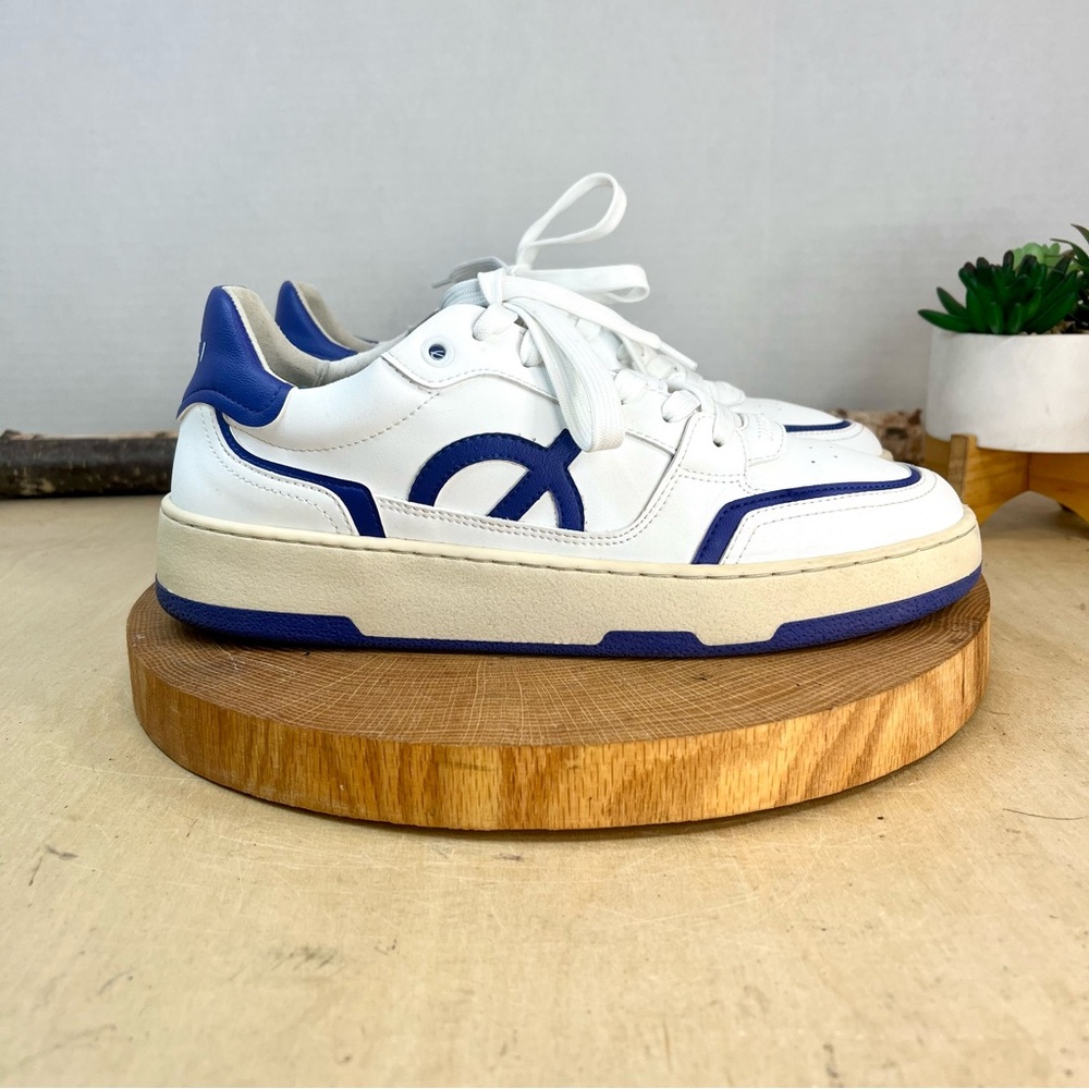 LØCI “Four” Vegan Leather Sneakers – White/Blue/Cream (Size 40 / US Women’s 9)